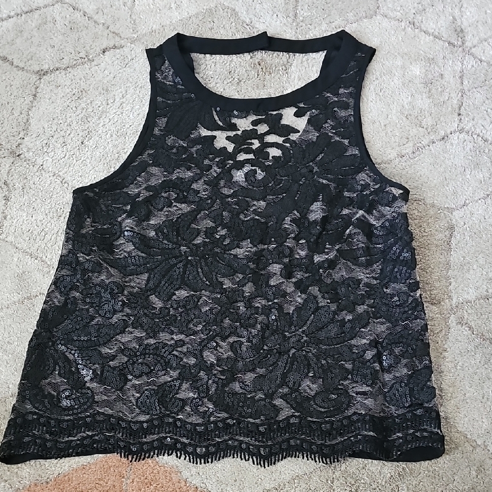 Astr Black Lace Tank Top